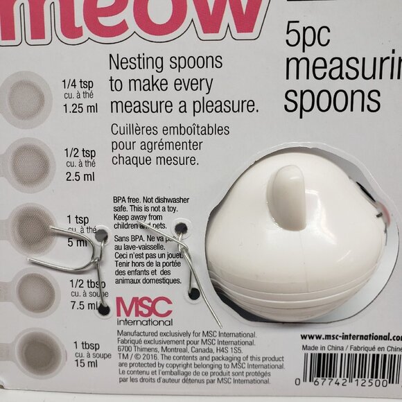 New Joie Cat Measuring Spoon Set Meow 5 Piece White - Picture 7 of 15